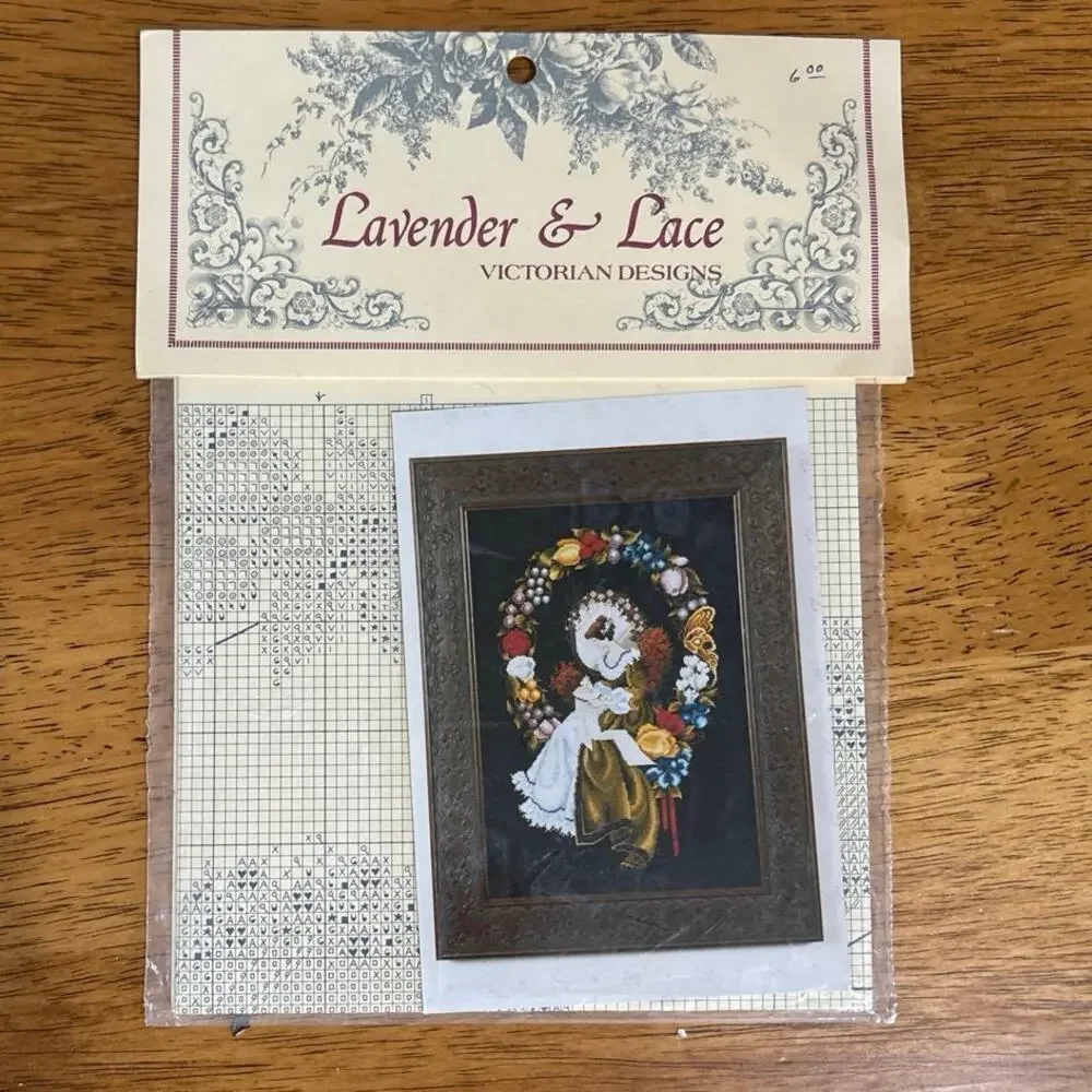 Lavender & Lace Victorian Chart Design Cross Stitch VINTAGE Lot of 4 Patterns